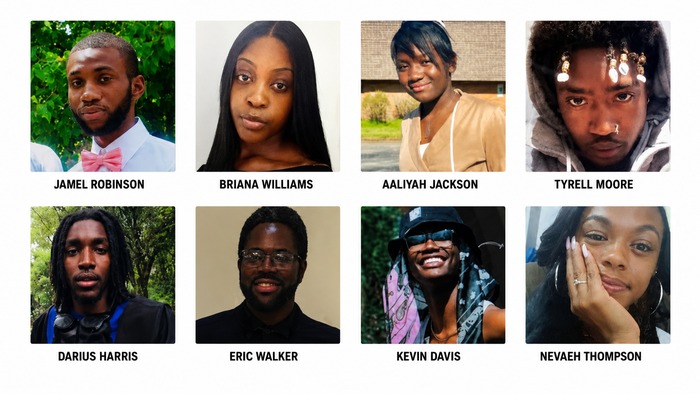 Portrait collage of Black men and women accompanying an article on racial lynching, historical memory, and biblical justice.